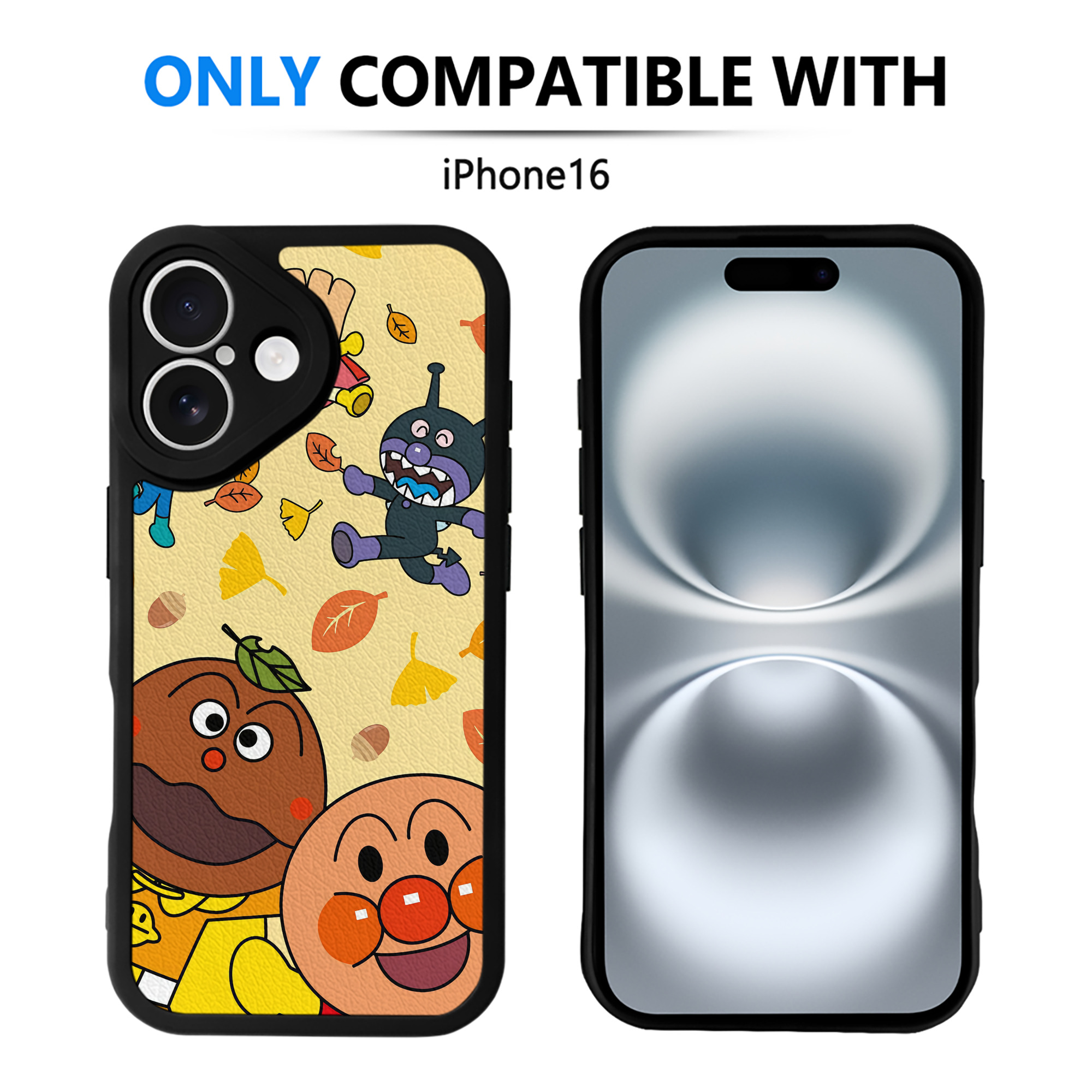 （画像用） アンパンマン Anpanman 【iPhone 16シリーズ対応】シリコンスマホケース（レザー調） 材質：シリコン